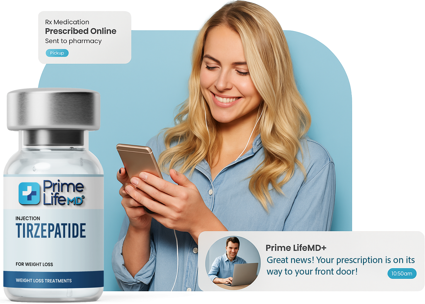 Home page and weight loss page phone graphic